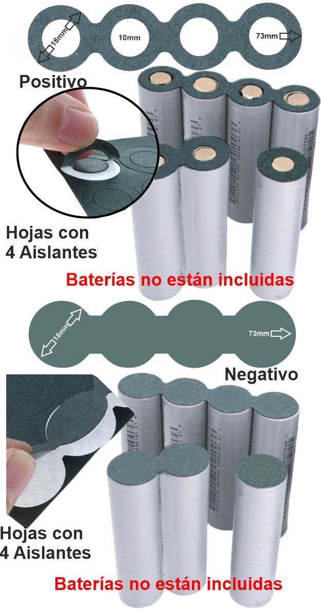 Aislantes baterias 4x18650 Linea